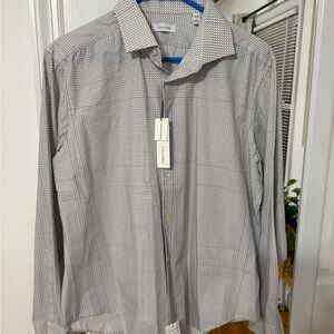 Calvin Klein Men's Patterned Dress Shirt - Black and White